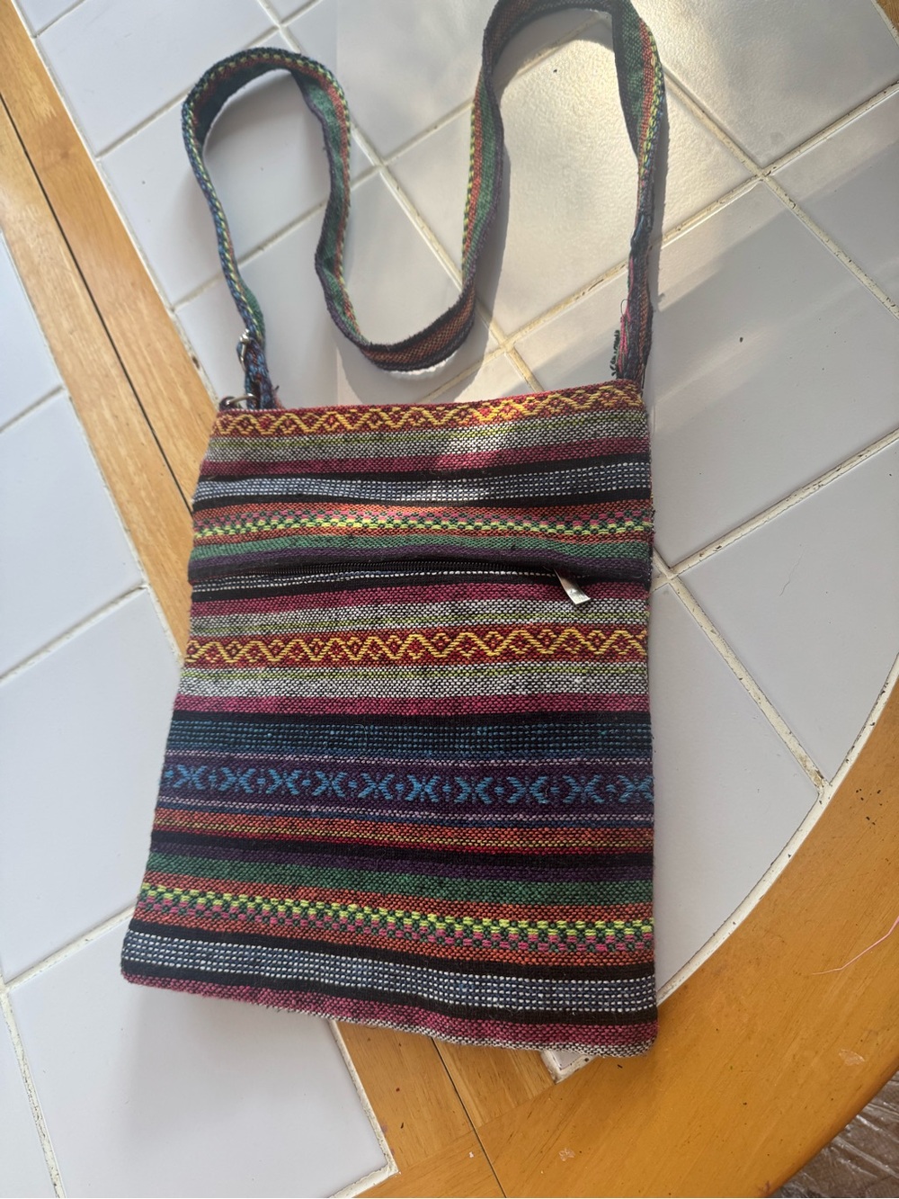 Boho Multicolor Woven Crossbody Bag - Casual Stripe Shoulder Bag